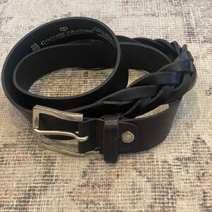 Auth CINTURE D'AUTORE Black GENUINE LEATHER Men's BRAIDED Belt 115/100 ITALY